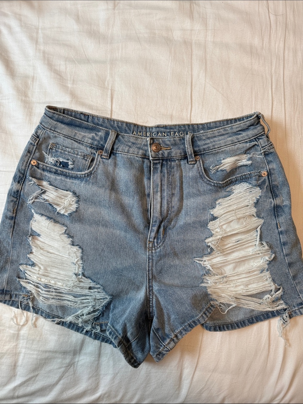 American Eagle Outfitters Distressed Light Blue Denim Shorts